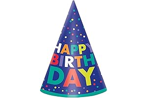 Birthday Hats: 8-Pack of Unforgettable Festive Bold Happy Birthday Cone Hats