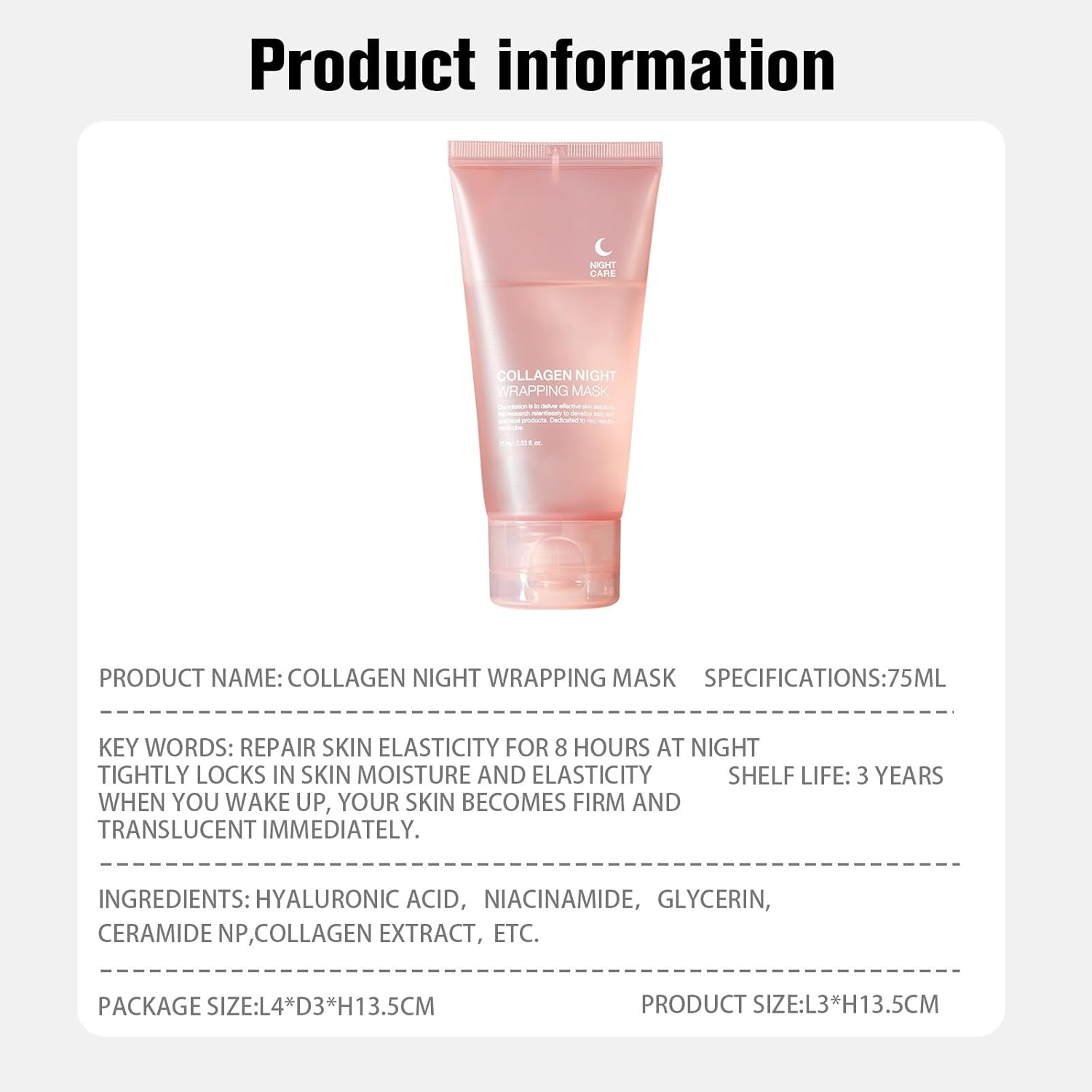 PAQIMAN 2 Pcs Collagen Night Wrapping Mask,Hydrates and Tightens Skin Reduces Sagging Bio Collagen Sleeping Mask. - Image 7