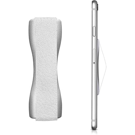 Amazon Kwmobile スマホ フィンガーホルダー レザーデザイン もっと持ちやすく 落下防止 スマートフォン バンド 片手持ち シルバー Kwmobile ホールドリング