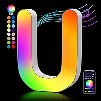 Vista 1 de OJQ Letras LED Iluminadas con Música Sincronizada de Letras del Alfabeto Coloridas - Luz de Dormitorio con Cambio de Color - Regalos de Cumpleaños
