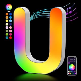 OJQ Light Up Letters LED Letter Room Decor Wall Decor Living Room Gifts | Boyfriend Home Decor Living Room Christmas Birthday Gifts for Girl Teen Girls Gifts Party Home Wall Decor-U