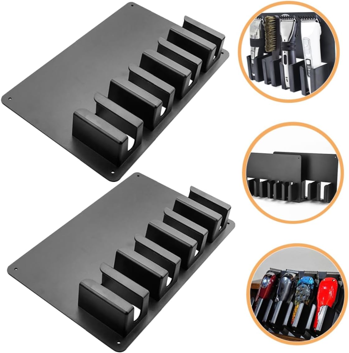 2pcs Barber Clipper Organizer Space-saving Hair Clipper Guard Holder Wall Mounted