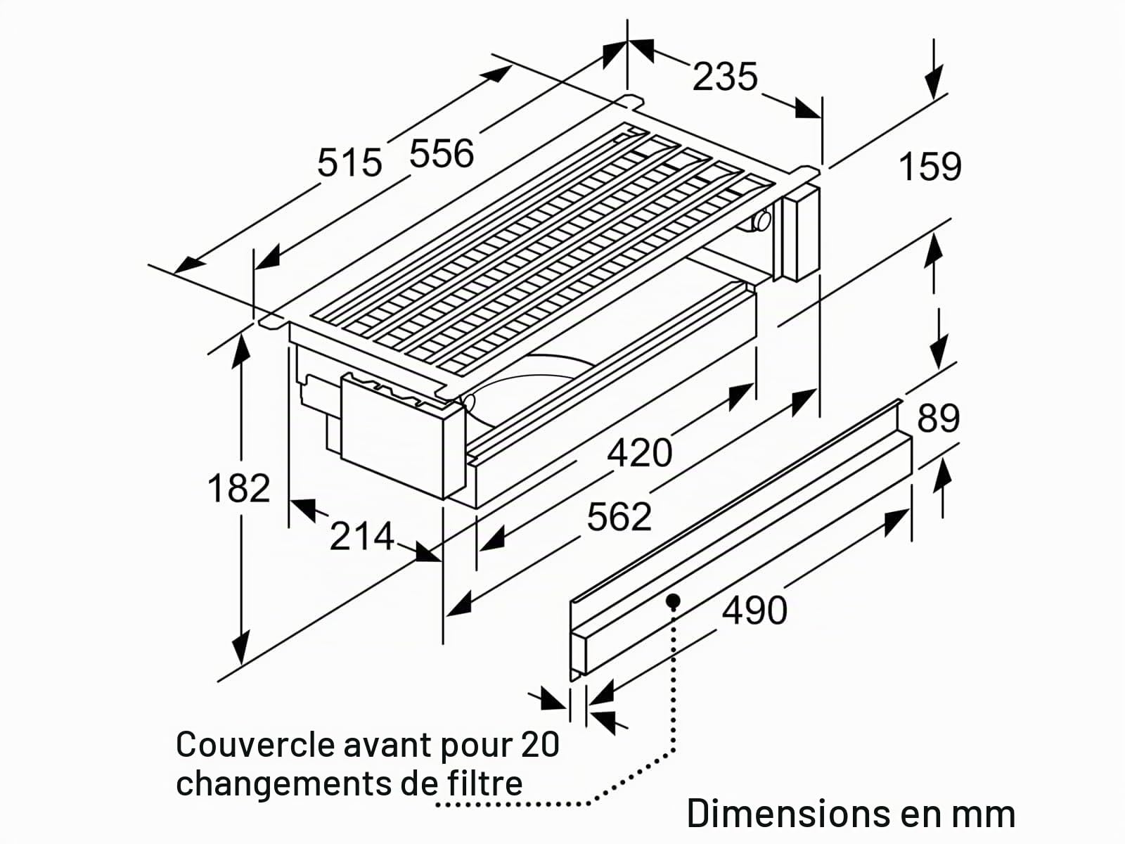 Bosch DWZ1IX1C6, Kit de recyclage Clean Air, Filtre anti-odeur, Filtre anti-pollen