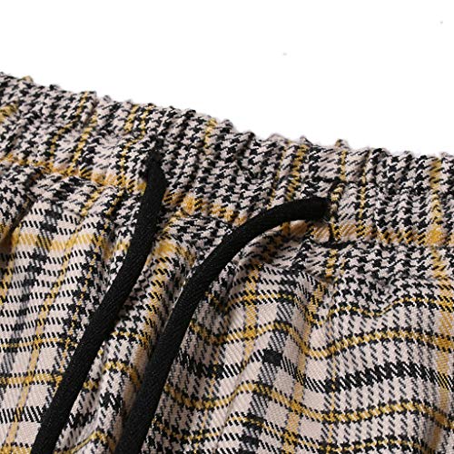 Fashion Mens Casual Solid Loose Plaid Lattice Sweatpant Trousers Sport Jogger Pant