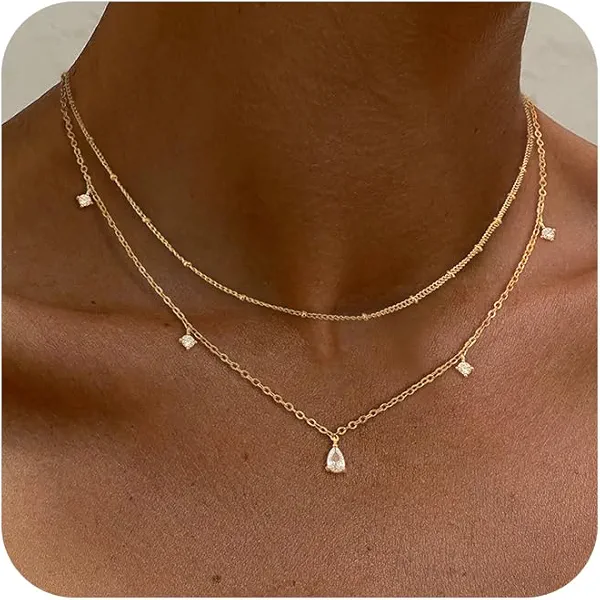 SELFROSE Layered Necklaces For Women,Dainty Gold Plated Necklace Stack Prom Layering Necklaces For Women Trendy Chain Cross Choker Necklace Set Fashion Accessories