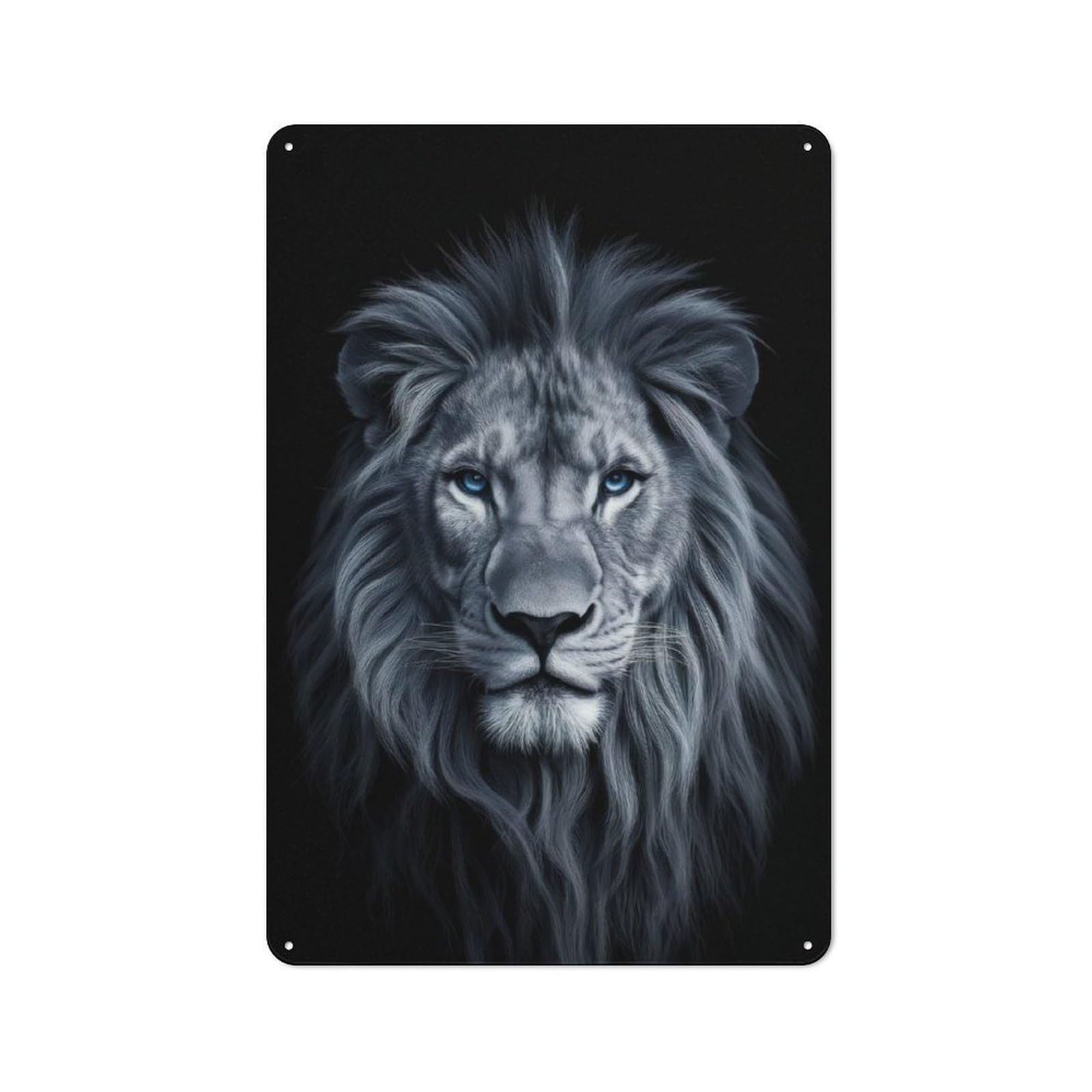 Junmoney Lion Animals Rustic Metal Sign 30X20cm Featuring For Living Room Wall, For Vintage Wall Decor Fans, For Metal Sign Collectors