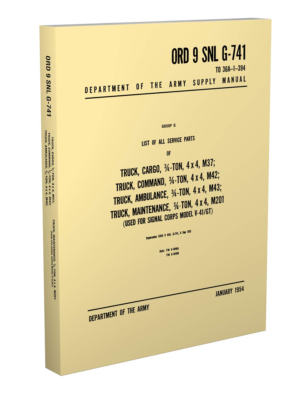 Cover of the 1950-1969 Dodge Military M37 M42 M43 M201 Parts Book
