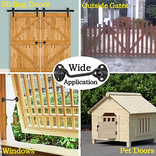 2Pcs Barn Door Latch, 4 Inches Privacy Hook And Eye Latch With 8Pcs Mounting Screws, Solid Thicken Stainless Steel Cabin Hooks, Best For Sliding Barn Doors, Bathrooms, Windows, Bedrooms, Closet #TOP6