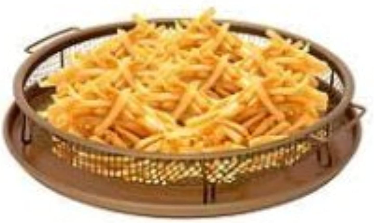 Copper Collection Nonstick Round Crisper Tray, Oven, Turn Your Oven Into An Air Fryer - 2 Pc Set, Frying Basket And Baking Sheet, Dishwasher Safe, Heat-Resistant