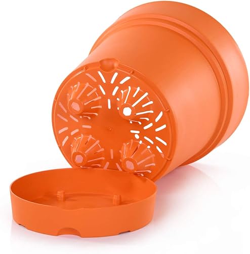 Miniatura 12 de Mintra - Macetas de plástico para plantas, maceta redonda para plantas de interior y exterior, macetas de jardín con platillos y agujeros de Surtido