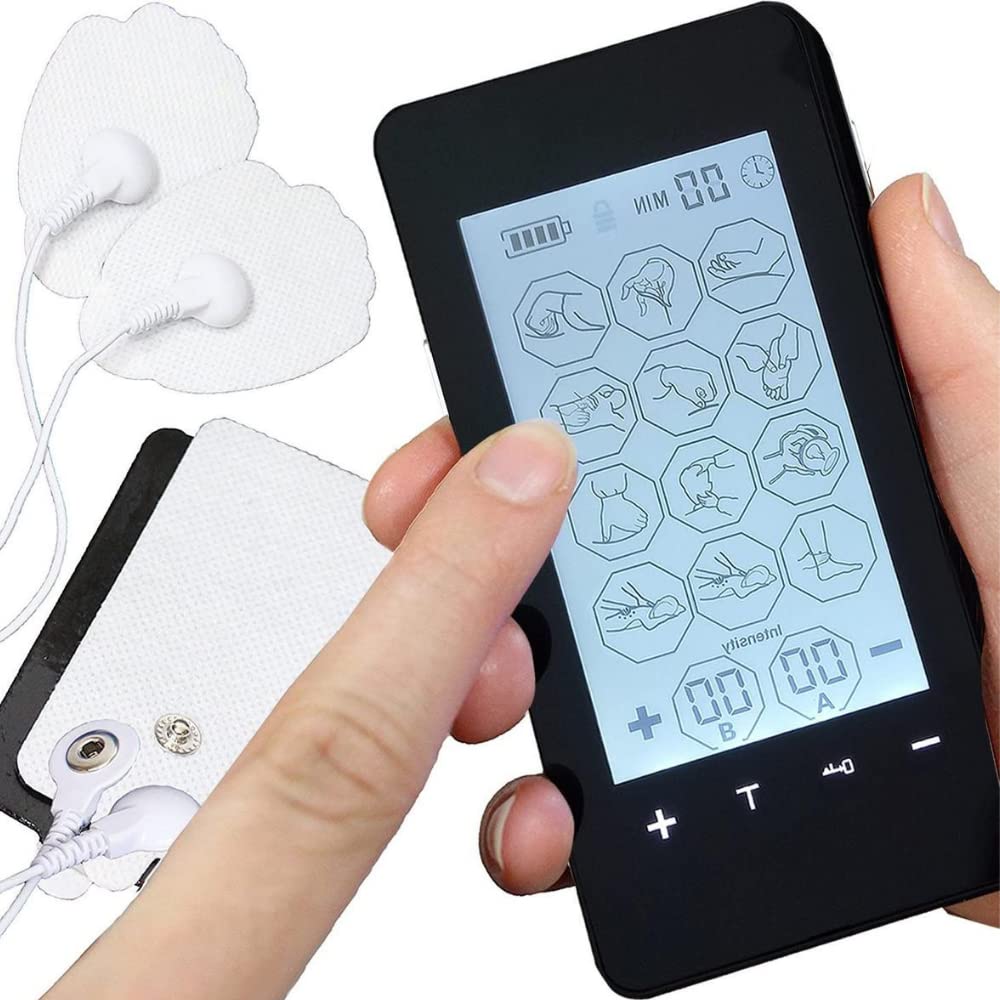 Massforce Massmulator - Electrostimulateur Musculaire TENS/EMS/Massage - 4 electrodes reutilisables - Ecran LCD tactile stylet - 28 modes de massage - 20 niveaux - Autonomie 6 heures - Transportable