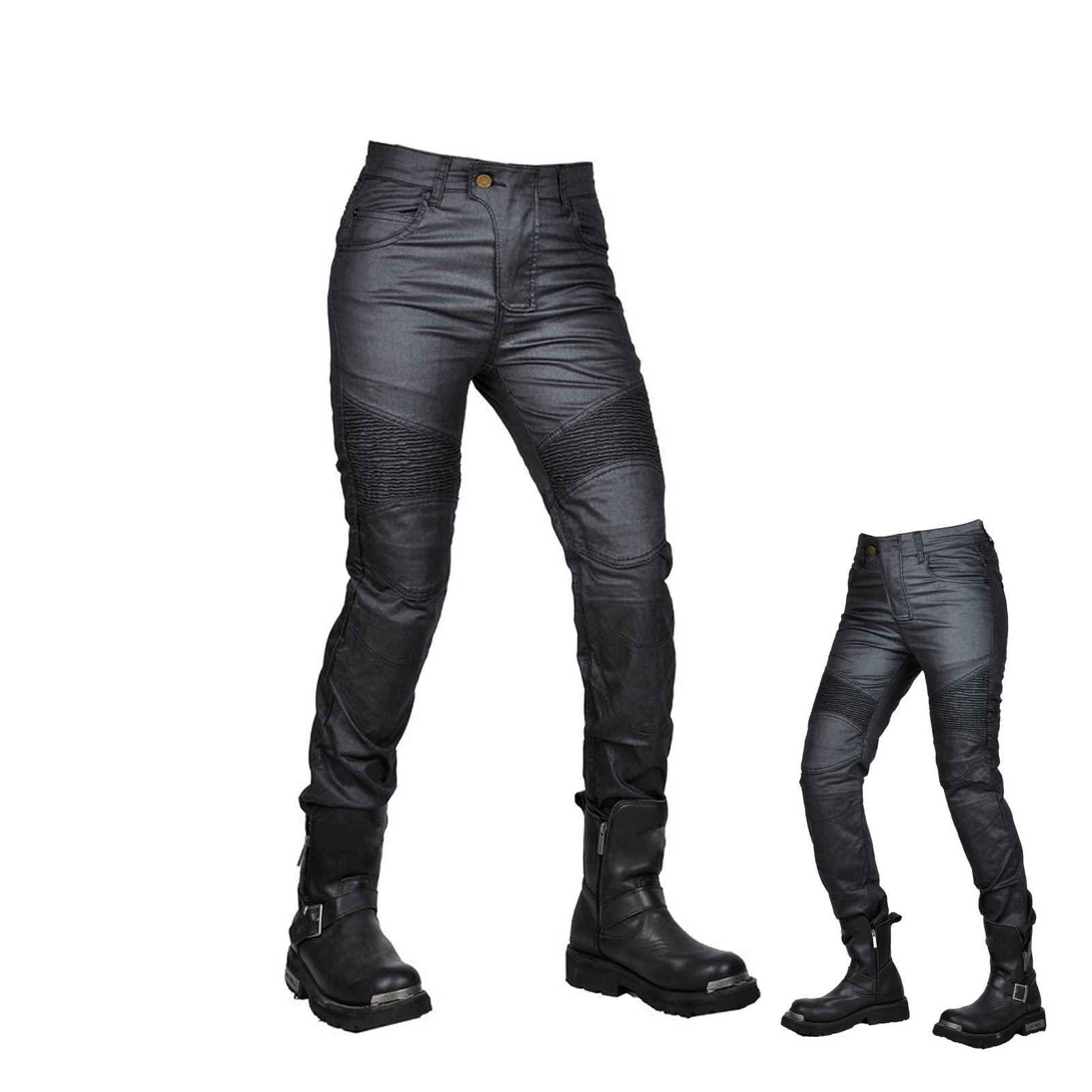 Pantaloni Moto Donna, Pantaloni Moto, Jeans da Motociclista Elasticizzati Slim Fit da Donna, Jeans Moto, con 4 Imbottitura di Protezione