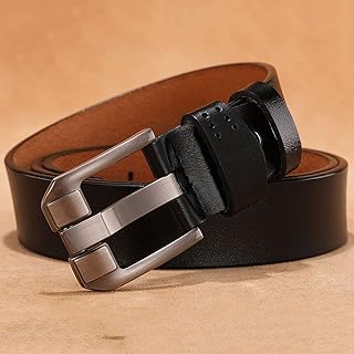 Msuiiixcccc Belt Fat Men's Business Cowskin Real Genuine Leather Belt Pin Buckle Waist Belts Jeans (Color : Brown Size : 130cm) (Black 160cm)