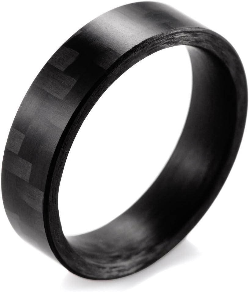Men and Women's 6mm Flat Pure Carbon Fiber Ring