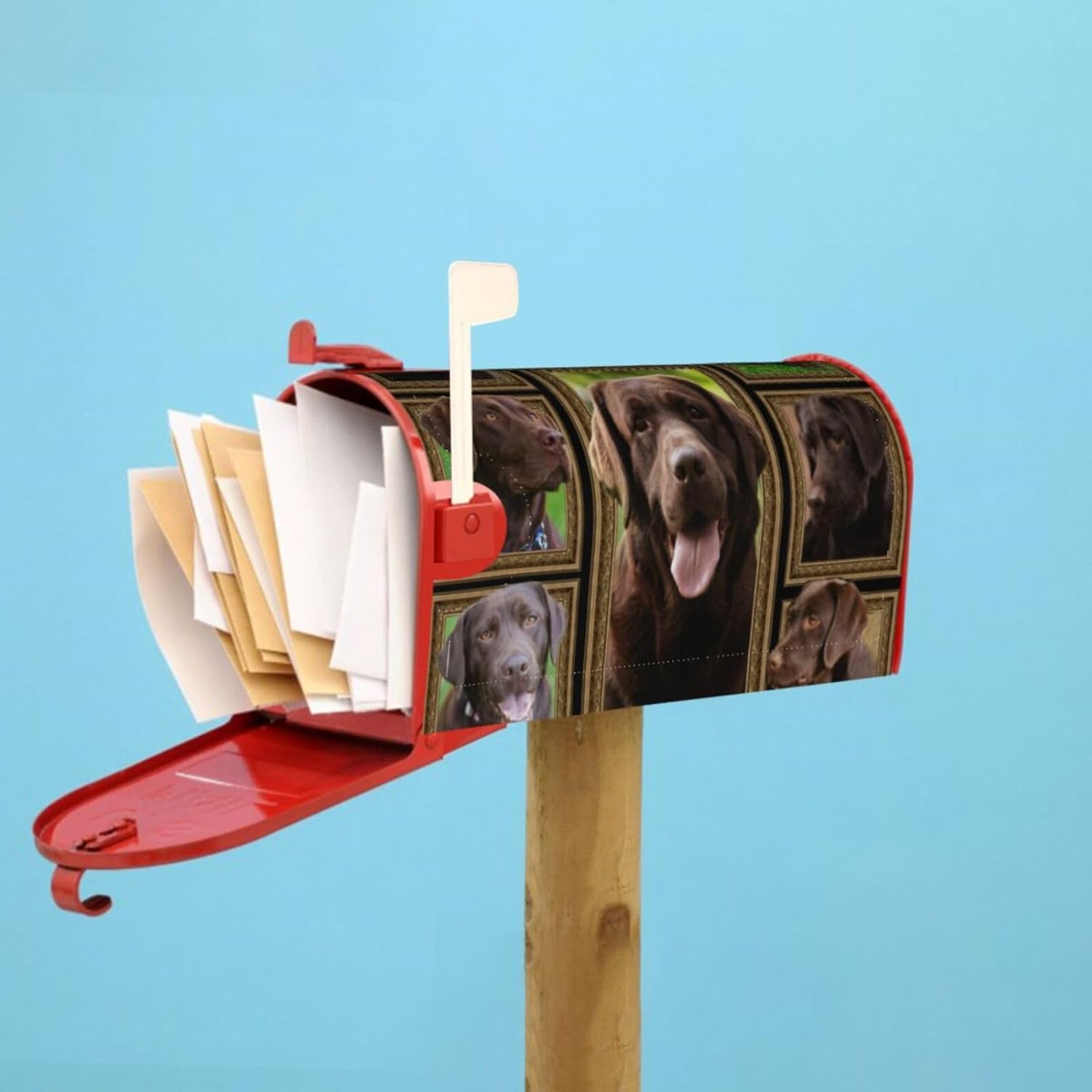 Chocolate Labrador Magnetic Mailbox Cover Standard Size Post Box for Outdoor Garden Yard Home Decor 21x18 in