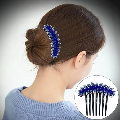 Miniatura 3 de KuuGuu 5 piezas de peine de hojas con diamantes de imitación, peines deslizantes para el cabello, pinzas para el cabello de novia, boda, accesorios