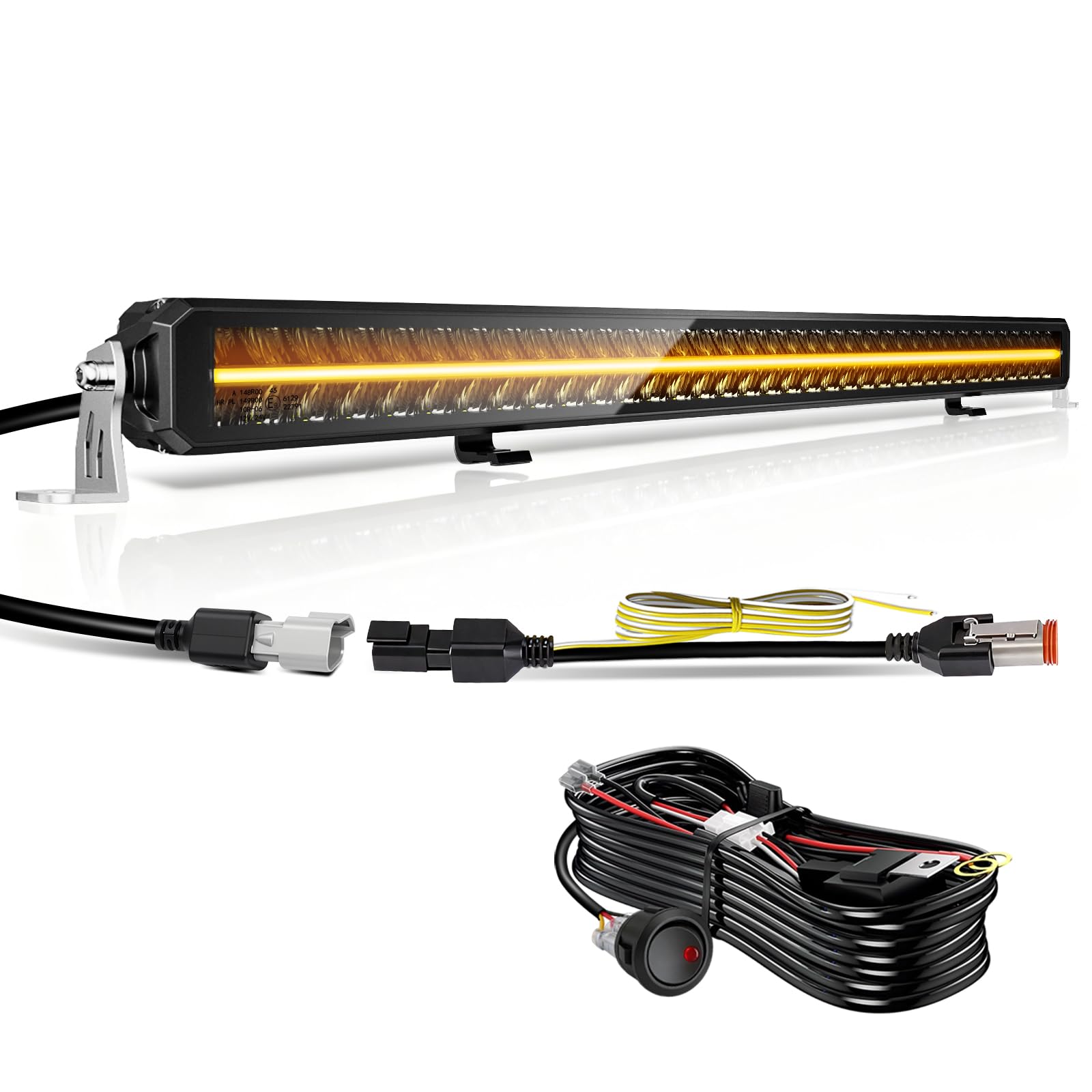 CO LIGHT 40 Zoll Light Bar Auto 220W 44000LM Led Arbeitsscheinwerfer Led 12v E GeprüFt IP68 Mit WeißEn Bernsteinfarbenen Tagfahrlichten Für 4x4 LKW, Auto, ATV, Buggy, Traktor