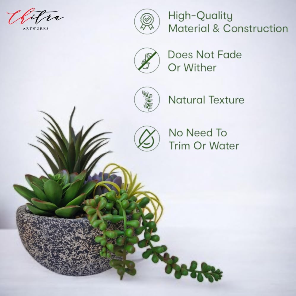 Image of Art Works Chitra Art Works Artificial Plants with Pot | Realistic Faux Greenery, No Maintenance, Durable Plastic | Home & Office Decor, Indoor Use | 18x15cm (Pack of 1)