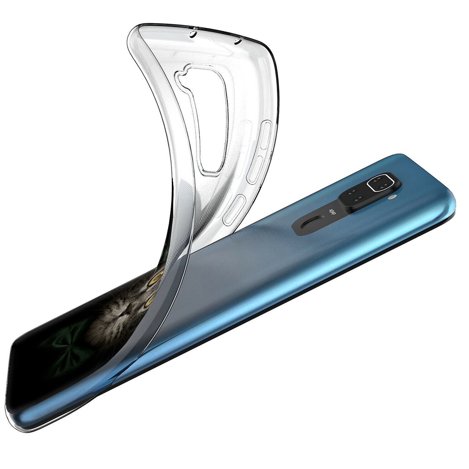Mixroom - Cover Custodia Back case In TPU Silicone Morbida Per Xiaomi Redmi Note 8 (2021) Fantasia Gatto Che Buca Carta Da Regali M687