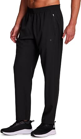 RBX Active Mens Workout Pants, Quick Drying Lightweight Straight Leg Hiking Tech Pants with Zipper Pocket