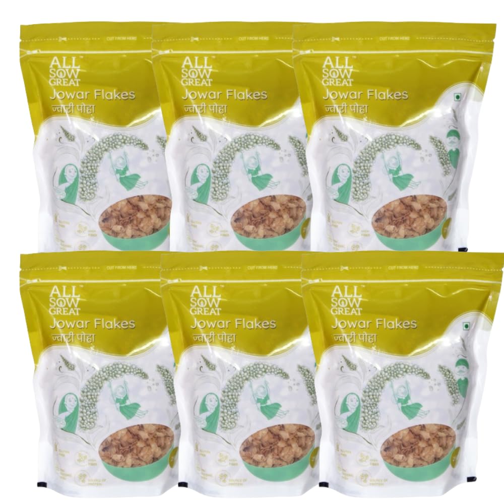 All Sow Great Jowar Flakes Poha | Plain Jowar Poha Millet Flakes for Healthy Breakfast | Rich in Fiber & Protein | Gluten Free Millet Cereal Flakes for Diet Food Jowar Sorghum Flakes (Pack of 6) (B0C3ZSK6Y4) Amazon Price History, Amazon Price Tracker