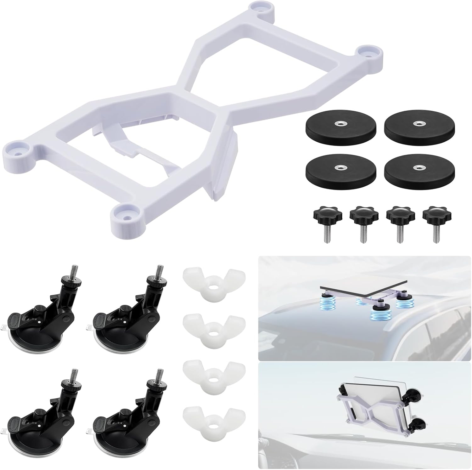 Starlink Mini Car Roof Mount with Suction Cups & Magnets, Portable 360° Adjustable Holder for RVs, Trucks, Sunroofs, Outdoor Travel, Camping Use & Off-Grid Travel