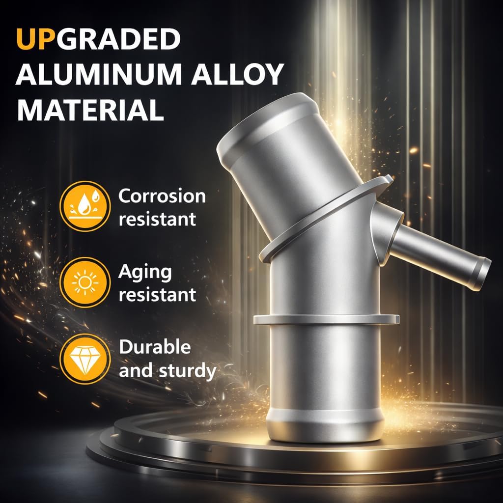 Upgrade Aluminum Radiator Upper Hose Connector Coolant Pipe Adapter Compatible with Toyota RAV4 2009 2010 2011 2012 Replace #: 16571-0V020 16057-36011