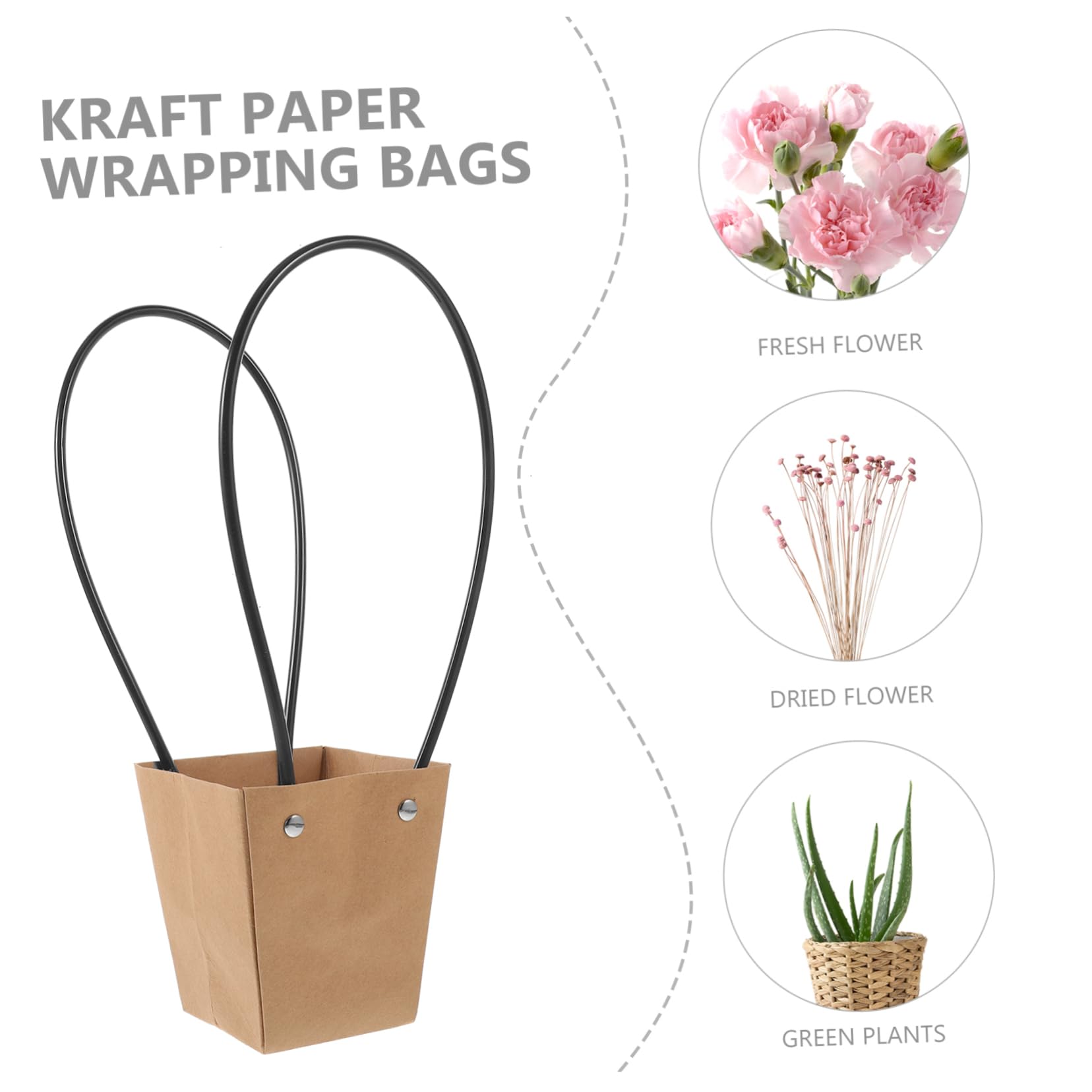4 Set Sacchetti Kraft Impermeabili Per Bouquet Borse Maneggevoli Per Fiori Materiale Resistente E Stabile Per Confezionare Regali E Fiori Freschi 10 Pezzi*4