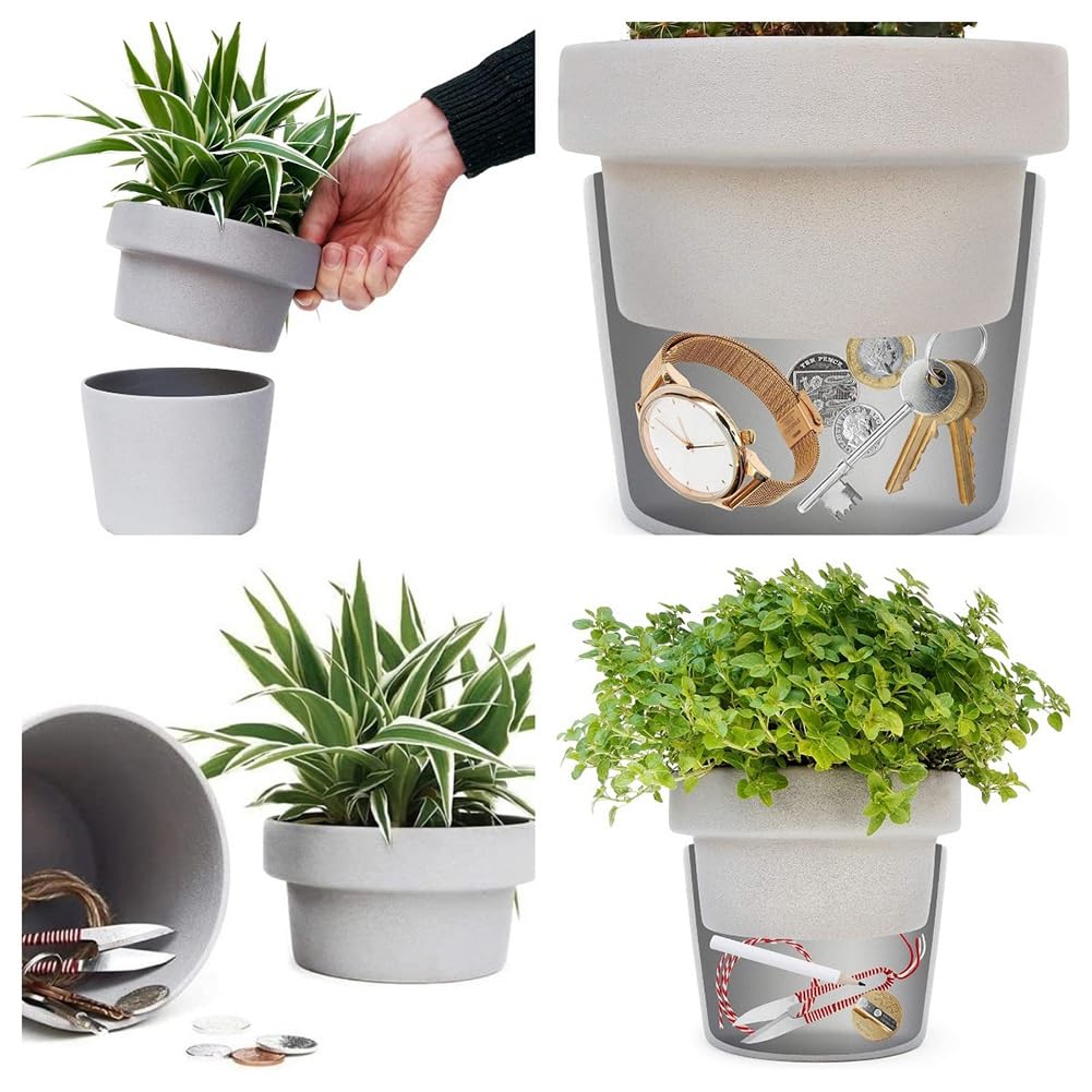 Pot De Fleurs Coffre-fort Secret - Cachette Pour Argent, Bijoux, Clés, Fond Amovible Verrouillé - 3
