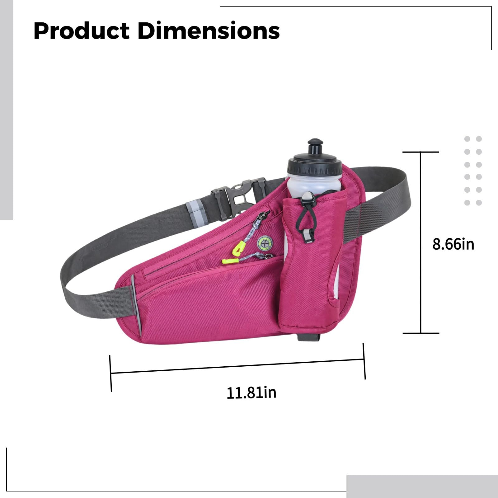 Ceinture d'hydratation de sport réfléchissante avec porte-bouteille d'eau réglable pour téléphone et