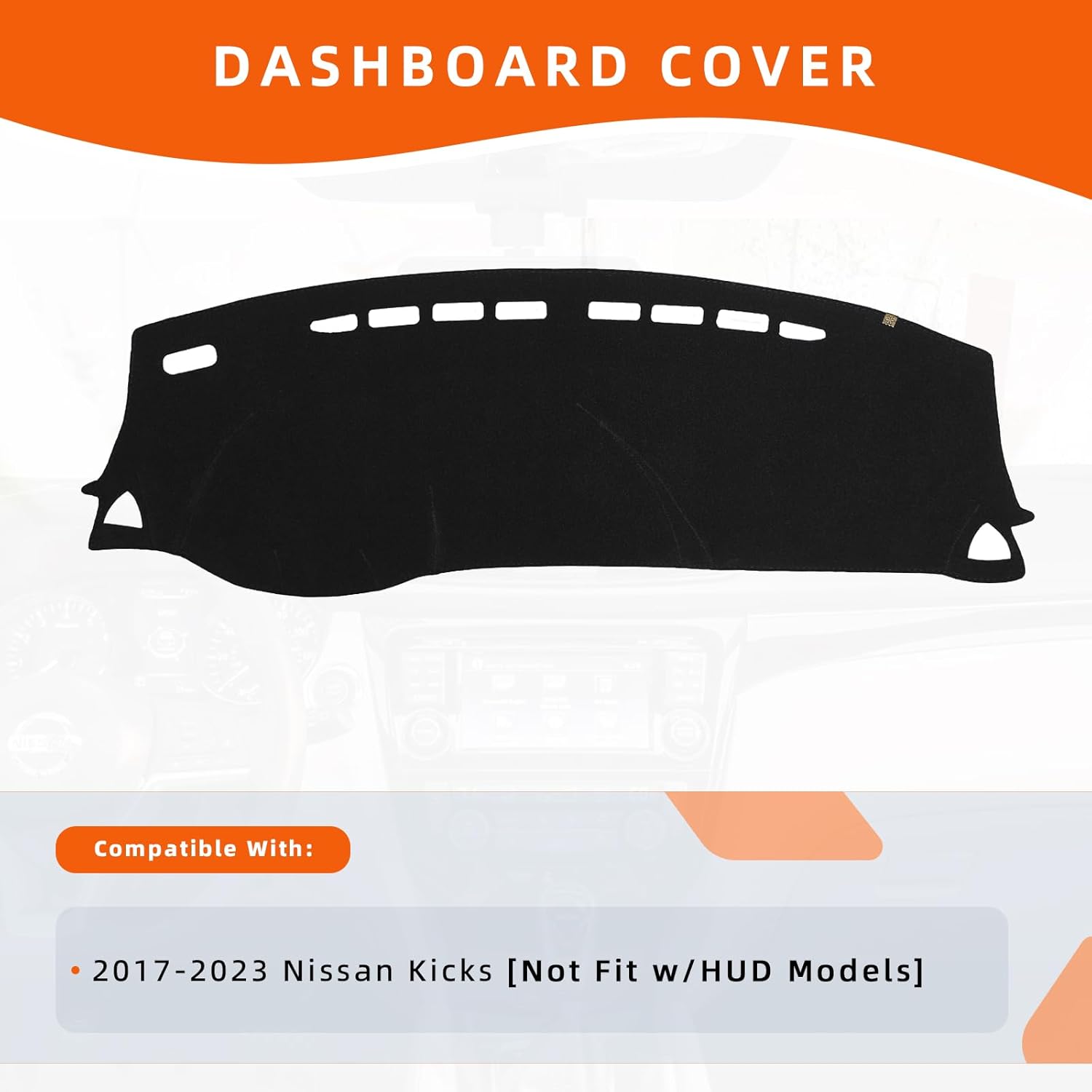 KEYOOG Dashboard Cover Dash Mat Fit for Ni-ssan Kicks 2023-2017 (Without HUD Models),Car Dash Board Mat Anti-Glare Carpet,Non-Slip Pad Sunshield Protector (Black)