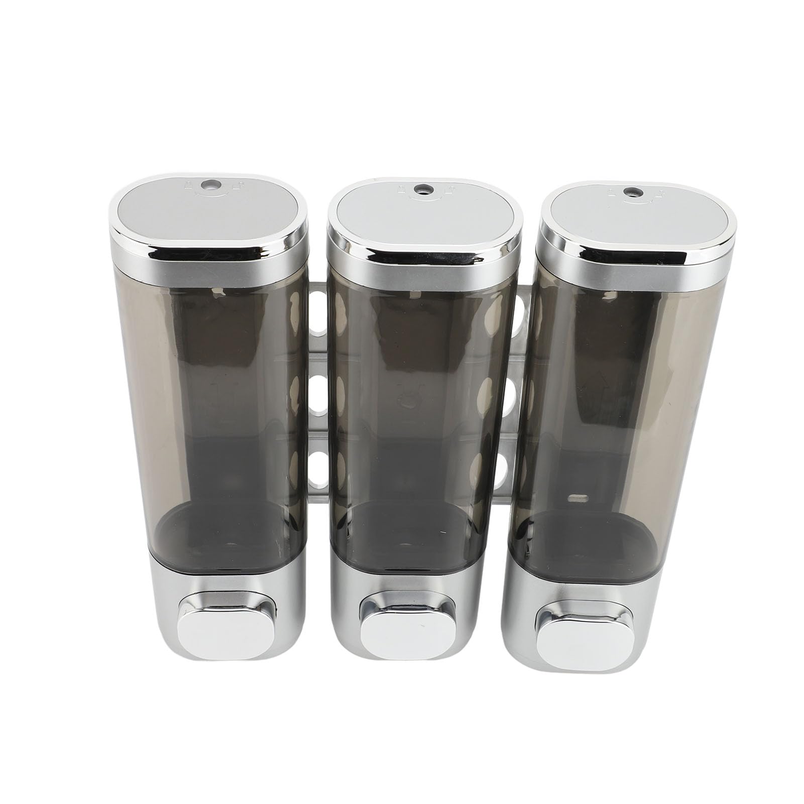 3 in 1 300ml Press Liquid Soap Dispenser 3 Chamber 300ml Large Capacity, Wall Mount Shower Shampoo Conditioner Dispenser for Kitchen Bathroom, ABS, Transparent (Silver)