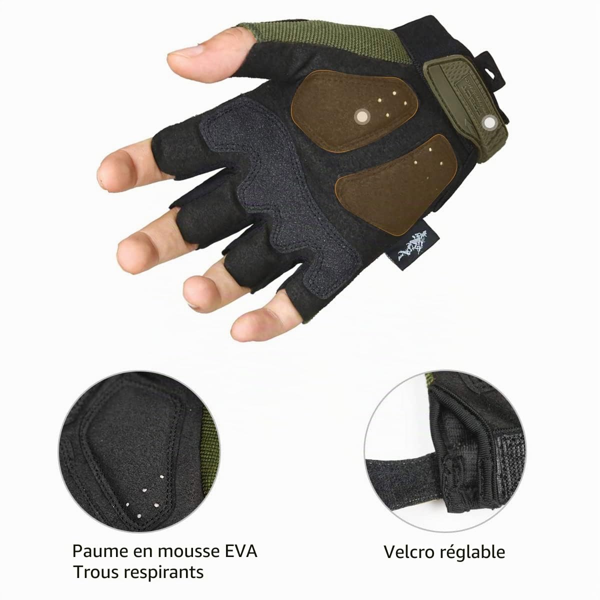 FREE SOLDIER Gants de Moto, Gants de Sports de Plein air Demi-Doigts Protection des articulations dures pour Scooter de Motocross Escalade Chasse Paintball Gants Tactiques