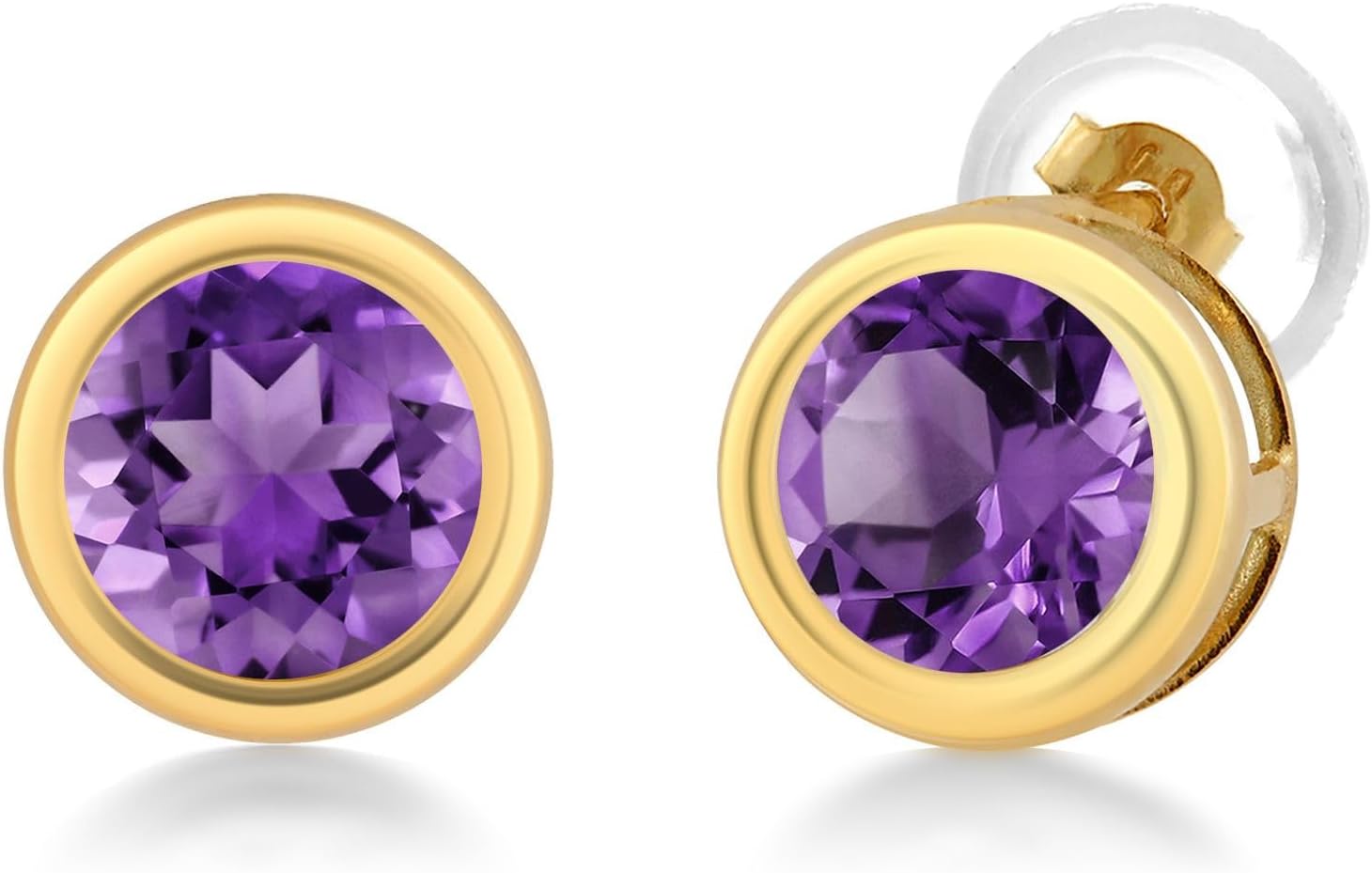 Gem Stone King Stud Earrings For Women Men in 14K Yellow Gold | 5MM Round Gemstone Birthstone | Fine Jewelry Gifts for Her Mom Women Wife