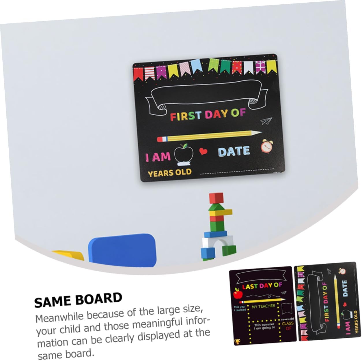 Vaguelly 2pcs Plastic School Chalkboards, Preschool and Kindergarten Writing Boards with PVC Surface, Reusable Message and Photo Boards for Classroom and Home Learning