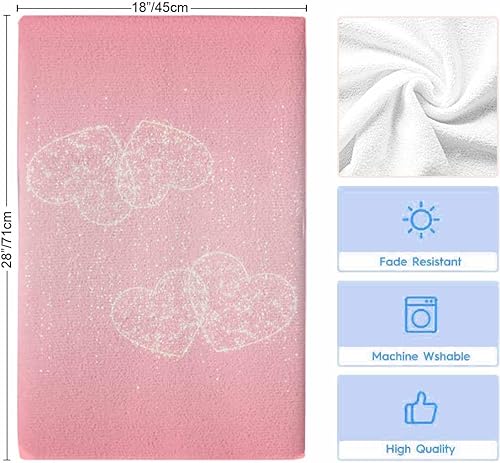 Miniatura 6 de Toallas de cocina de algodón, paquete de 2 paños de cocina dorados, diseño de corazón rosa y amor, toallas de mano absorbentes, reutilizables, paños