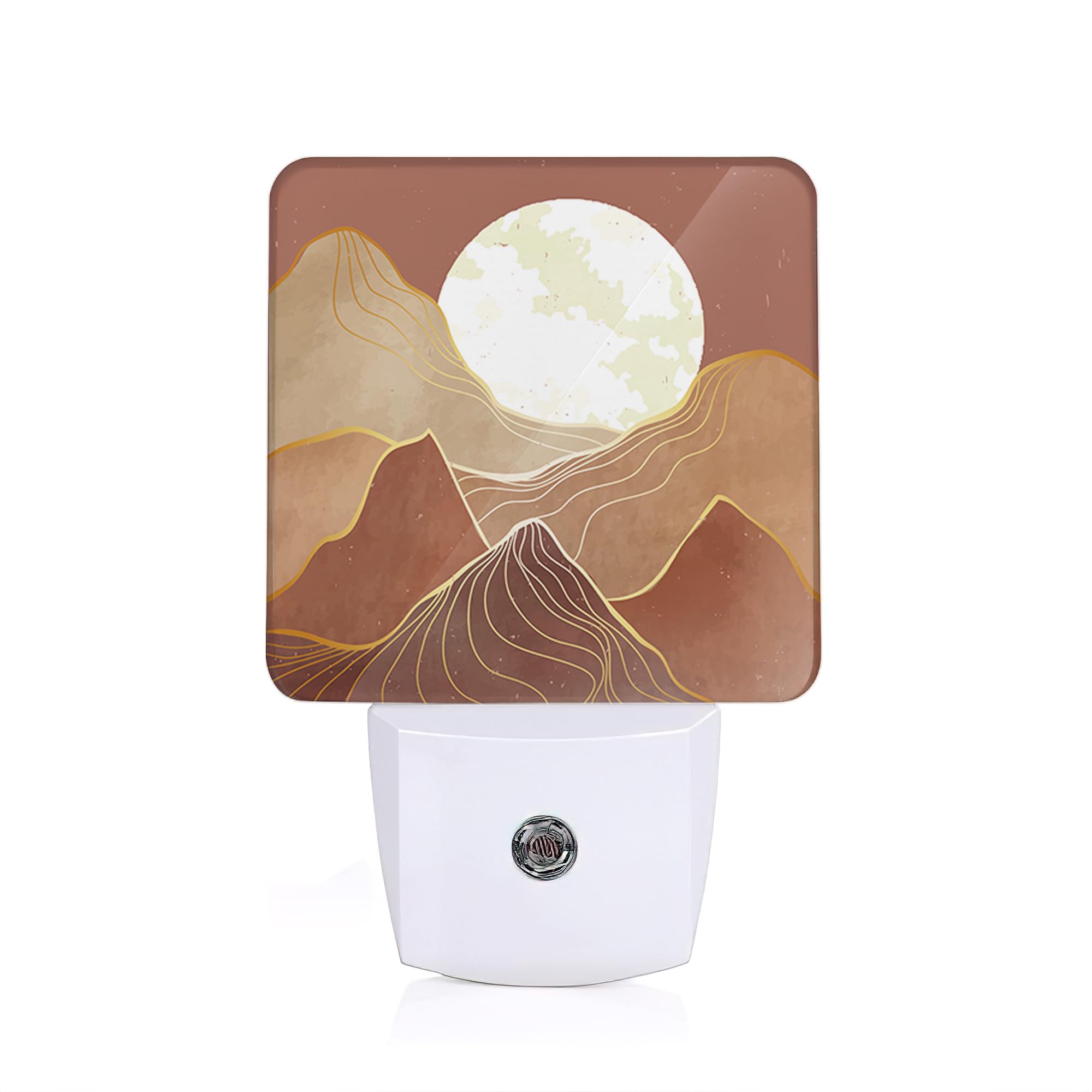 ENUIEO Abstract Mountains Sun Night Light, Plug-in Wall Led Night Lights Decor for Boys Girls Room Decor,Nightlights with Light sensors 0.5W