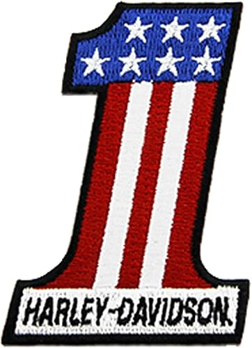 Harley-Davidson Parche bordado de 2 pulgadas con logotipo RWB #1 para coser con emblema XS, Rojo -