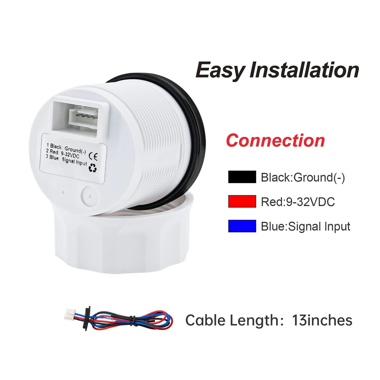 Medidor digital de temperatura del aceite de 52 mm con luz de alarma, medidor de temperatura del aceite del motor, 50-150 ℃ for camión barco Rv Lecturas claras(White)