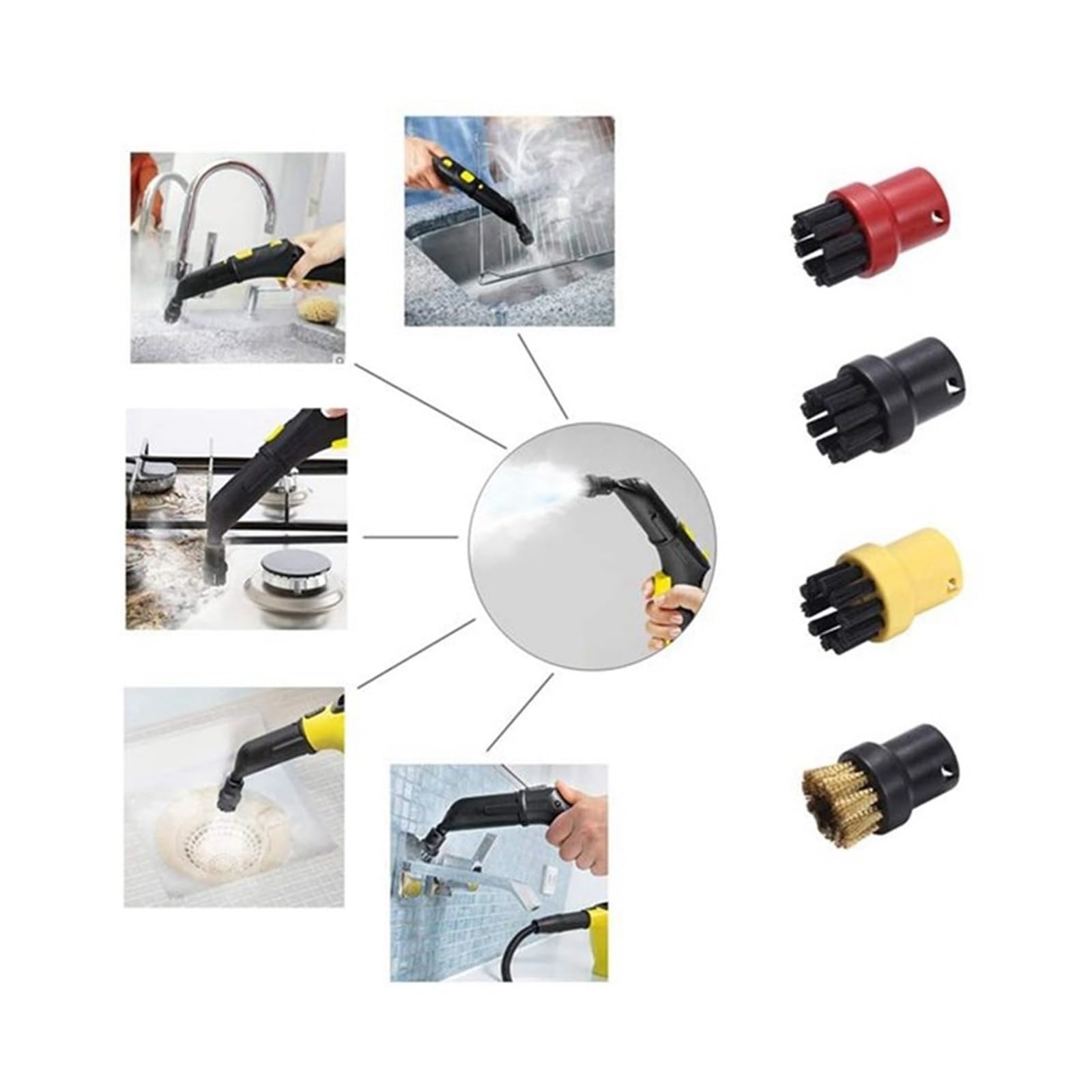 TEidea Compatible con Kahle for Reparar fácilmente SC2 SC3 SC4 SC5 paño de mopa repuestos y Boquilla de Ventana Cepillo Redondo (Color : Set H 9pcs)