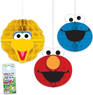 Sesame Street Party Decorations Kit - Bundle with 3 Hanging Danglers Featuring Elmo, Big Bird, and Cookie Monster for Birthday | Sesame Street Party Supplies Set