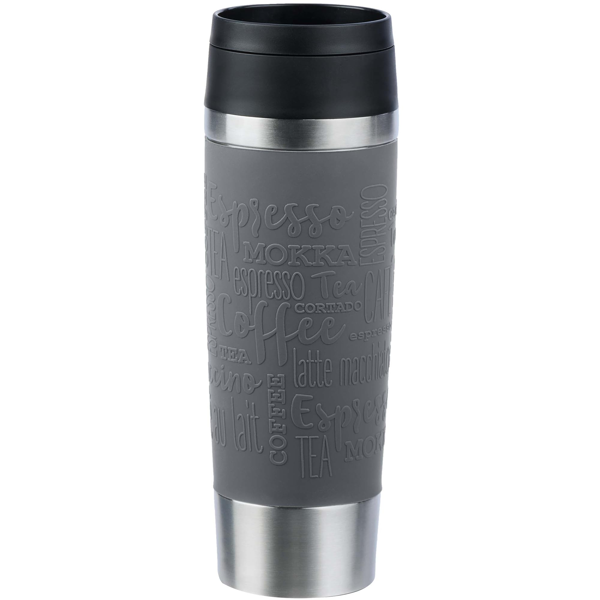 Emsa N20223 Travel Mug Classic - Vaso aislante (0,5 L, cierre de rosca cómodo, acero inoxidable, 6 horas de calor y 12 horas de frío, 100% hermético, apto para lavavajillas, apertura de 360°, color
