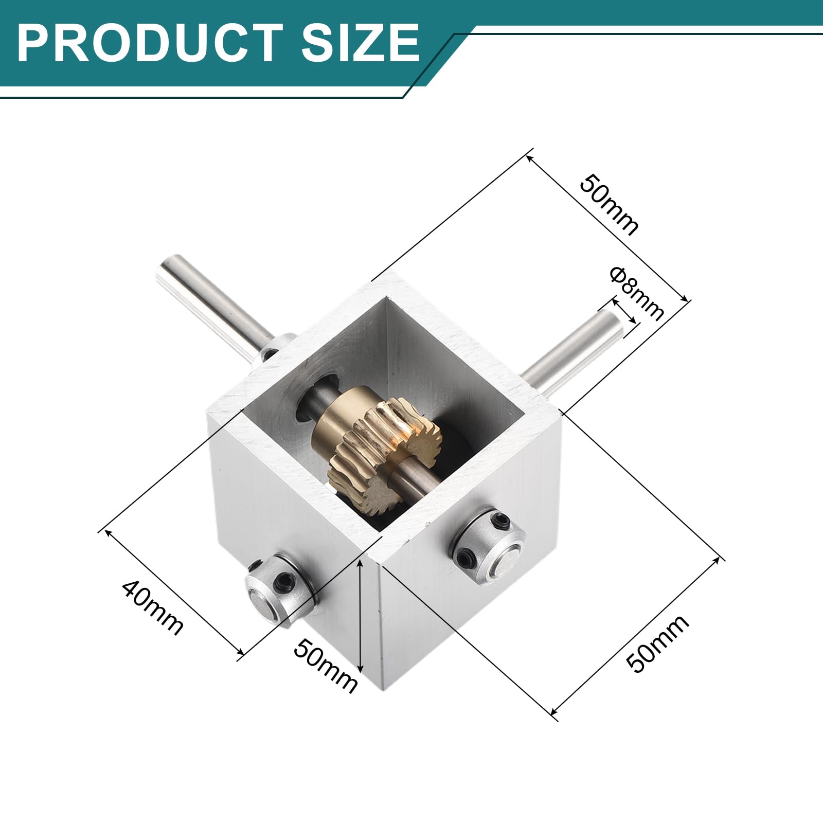 sourcing map Scatola del cambio ad angolo retto a 90 gradi riduttore 1:10 riduttore 1 modulo ingranaggi conici a 10 denti telaio in alluminio semplice modulo meccanico fai da te con albero da 8 mm,