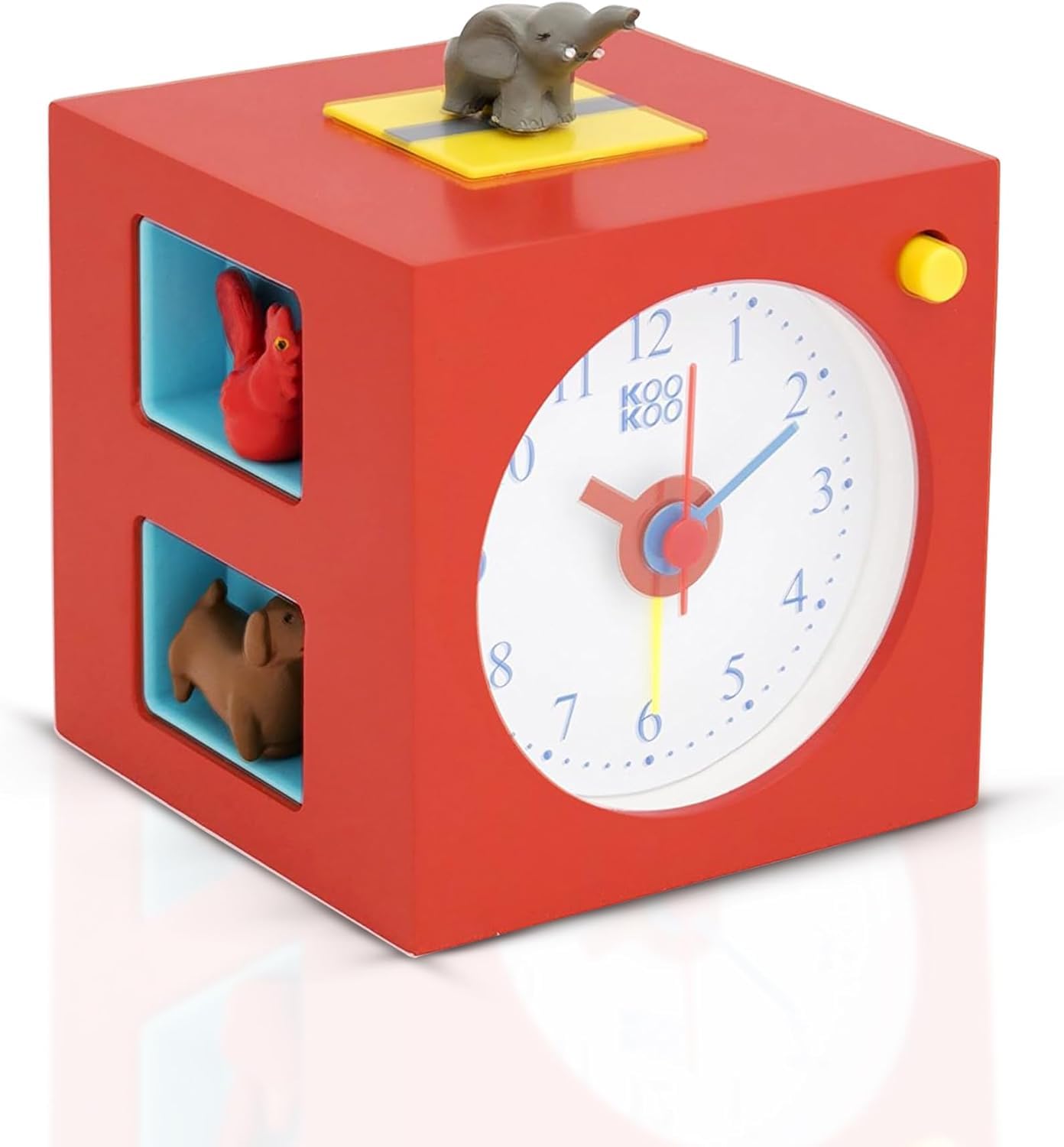 KOOKOO KidsAlarm Rot, Kinderwecker mit 5 Bauernhoftieren und echten Aufnahmen
