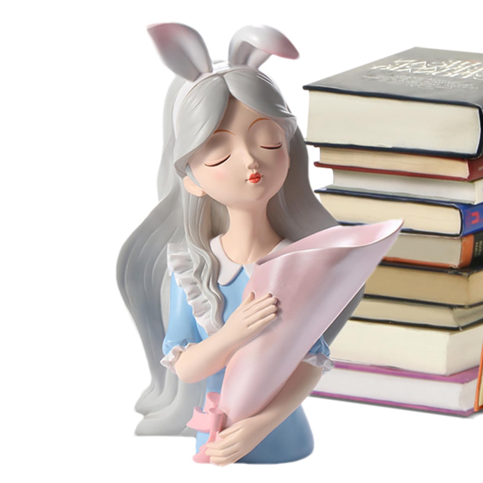 Vase à fleurs de figurines de fille en résine pour étagère