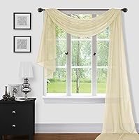 Vista 13 de Sapphire Home Cortinas de cenefa para ventana, cenefas transparentes extralargas para ventanas, cortinas de gasa para sala de estar, cocina