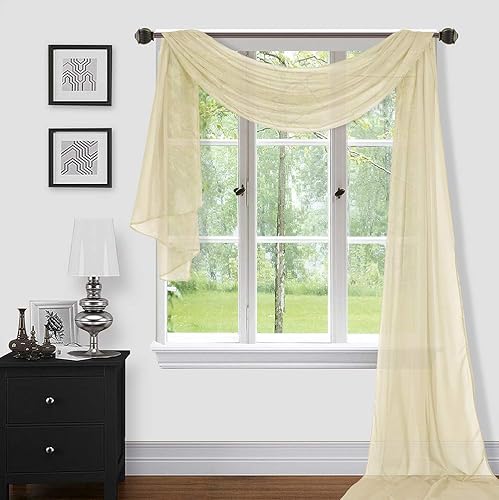 Miniatura 1 de Sapphire Home - 1 Cenefa de gasa translúcida, color liso, para decoración del hogar