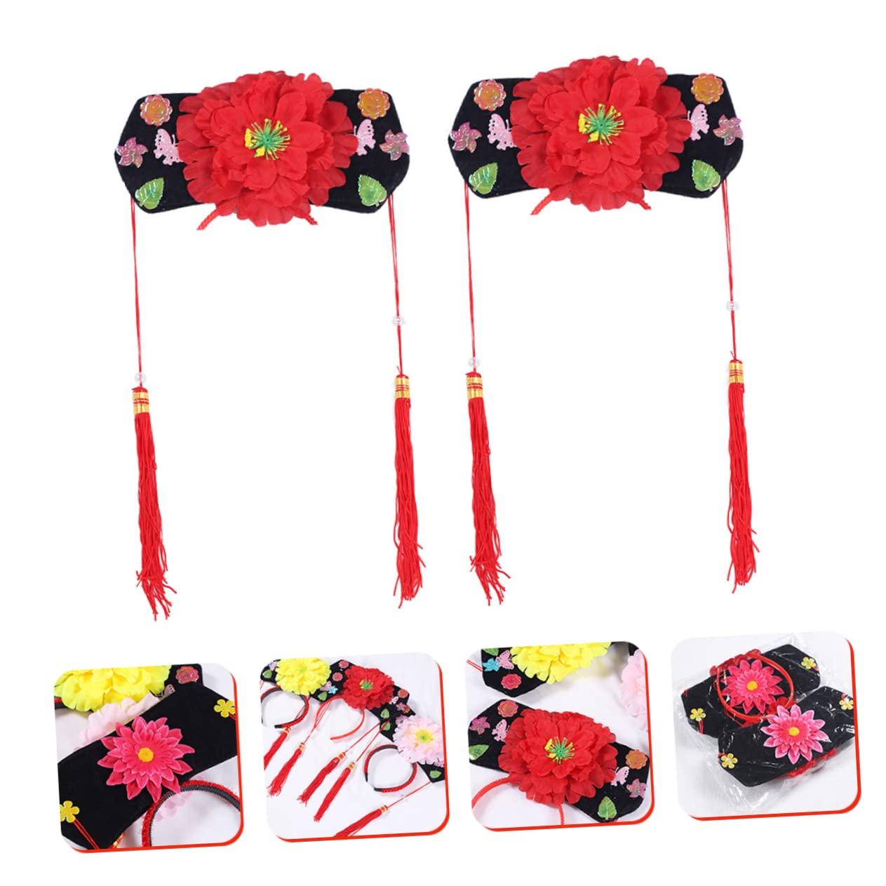 Wedding headwear,4 Pcs Tricky Headband Traditional Chinese Style Headdress Chinese