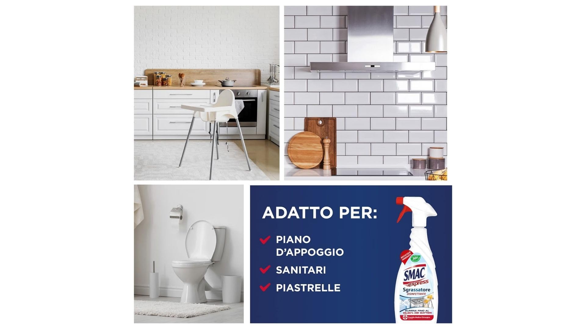 Smac Express, 12 detergenti igienici per bagno, spray detergente multisuperficie con potere anticalcare, 650 ml + portachiavi Italy Shop Service in omaggio