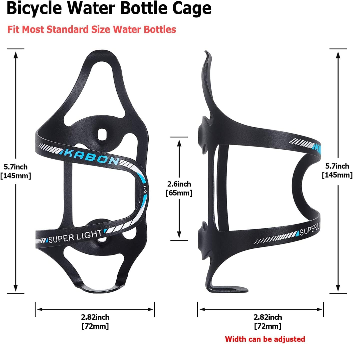 KABON Bike Water Bottle Holder, Lightweight Bicycle Alloy Aluminum Side Load Water Bottle Cage Brackets for Road Bike MTB (Blue-2pcs) - Image 2